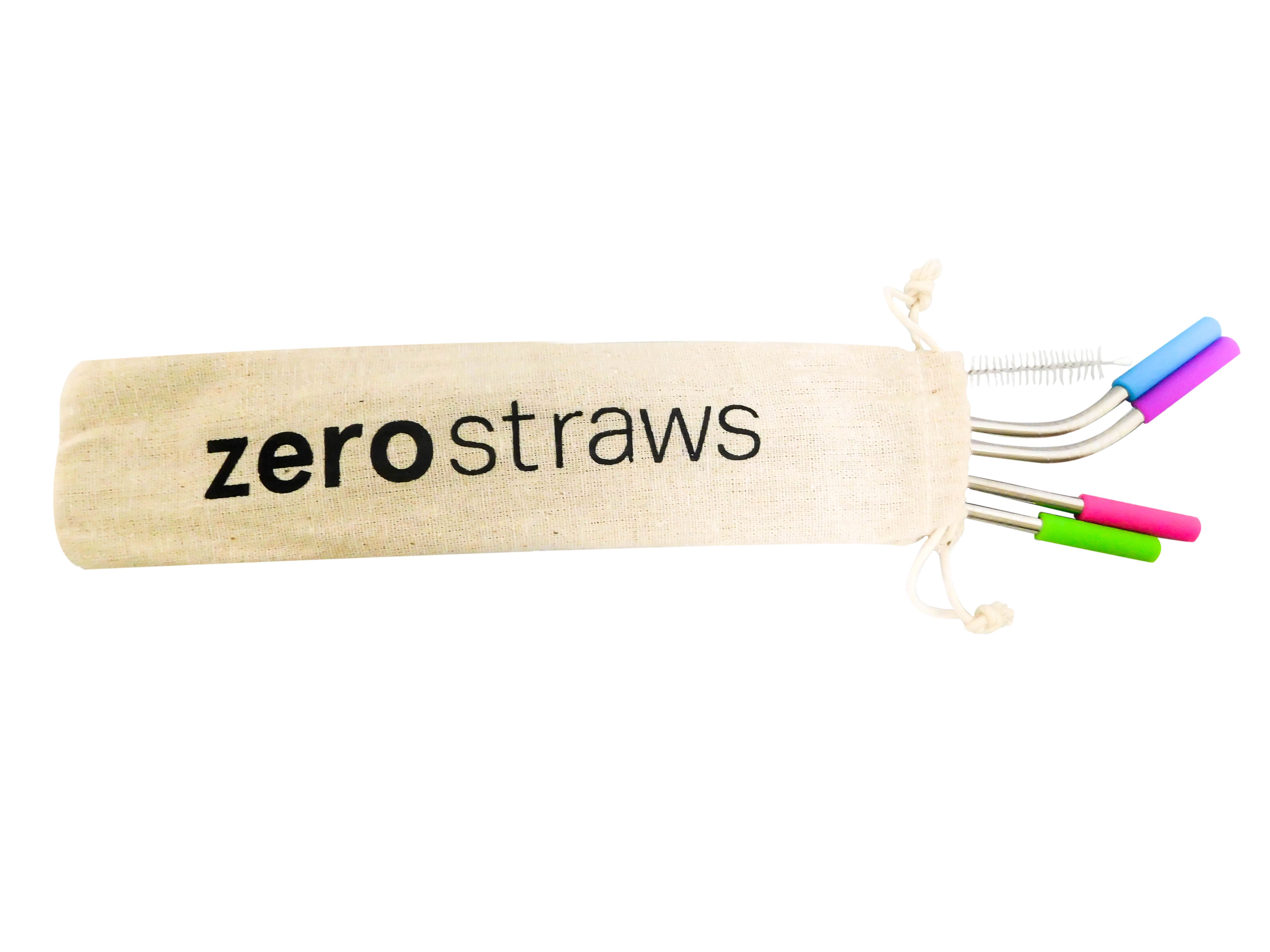 Set Popotes de Acero Reusables Zero Straws, con tips de Silicon